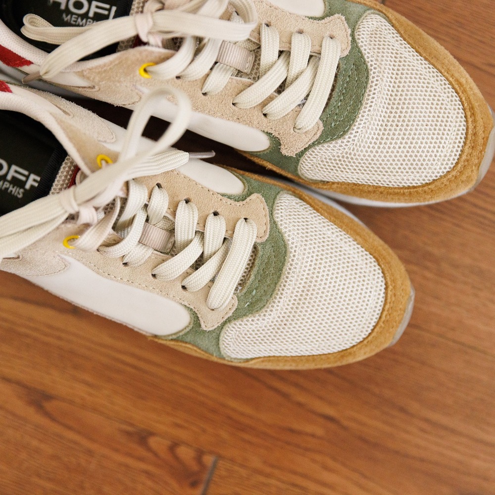 HOFF Memphis Sneakers Womens 7.5 Beige Green Mustard Colorblock Trainers - Picture 5 of 8